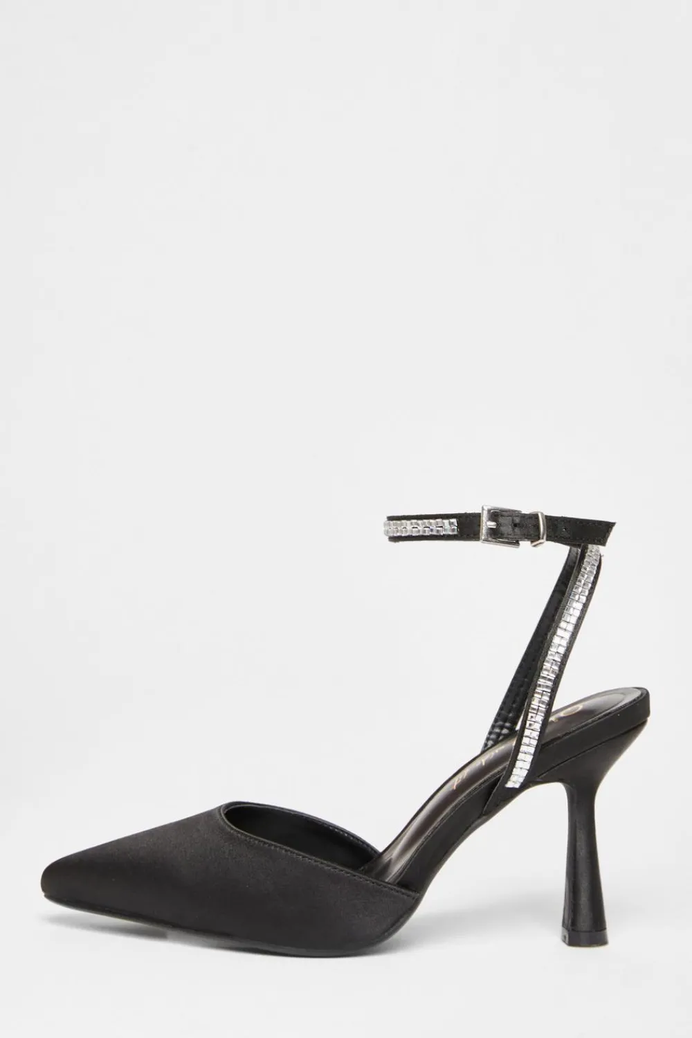 Quiz Wide Fit|Heels>Wide Fit Black Satin Court Heels
