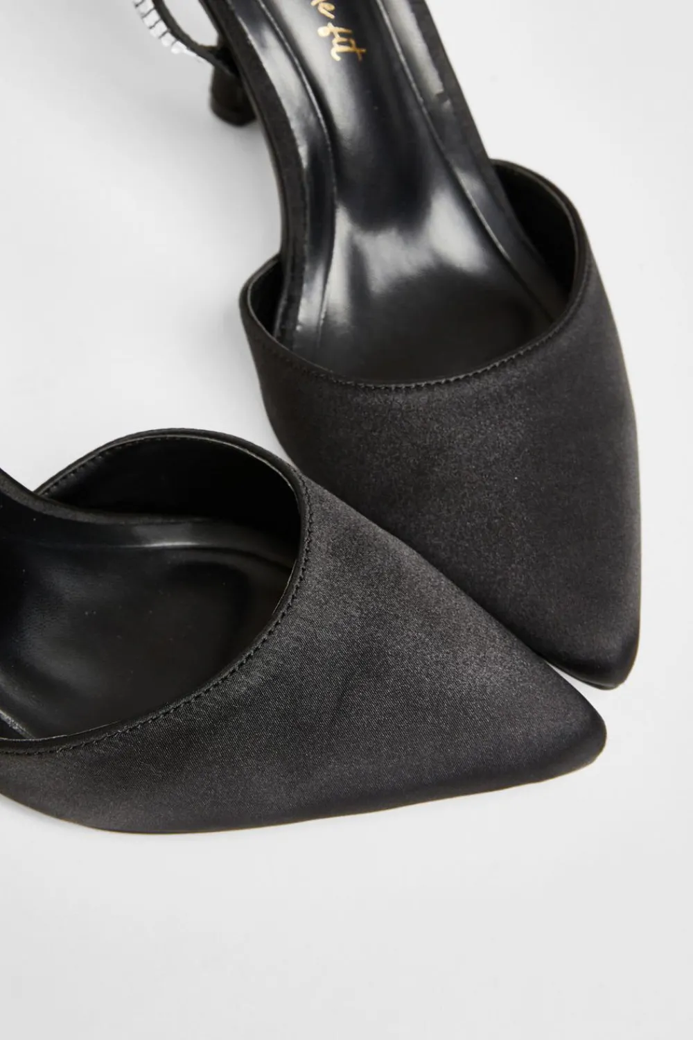 Quiz Wide Fit|Heels>Wide Fit Black Satin Court Heels