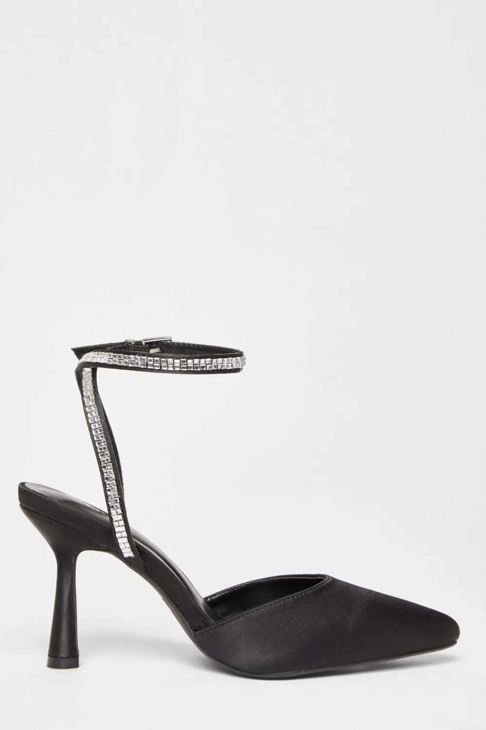 Quiz Wide Fit|Heels>Wide Fit Black Satin Court Heels
