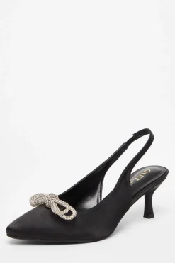 Quiz Wide Fit|Occasion Shoes>Wide Fit Black Slingback Court Heels