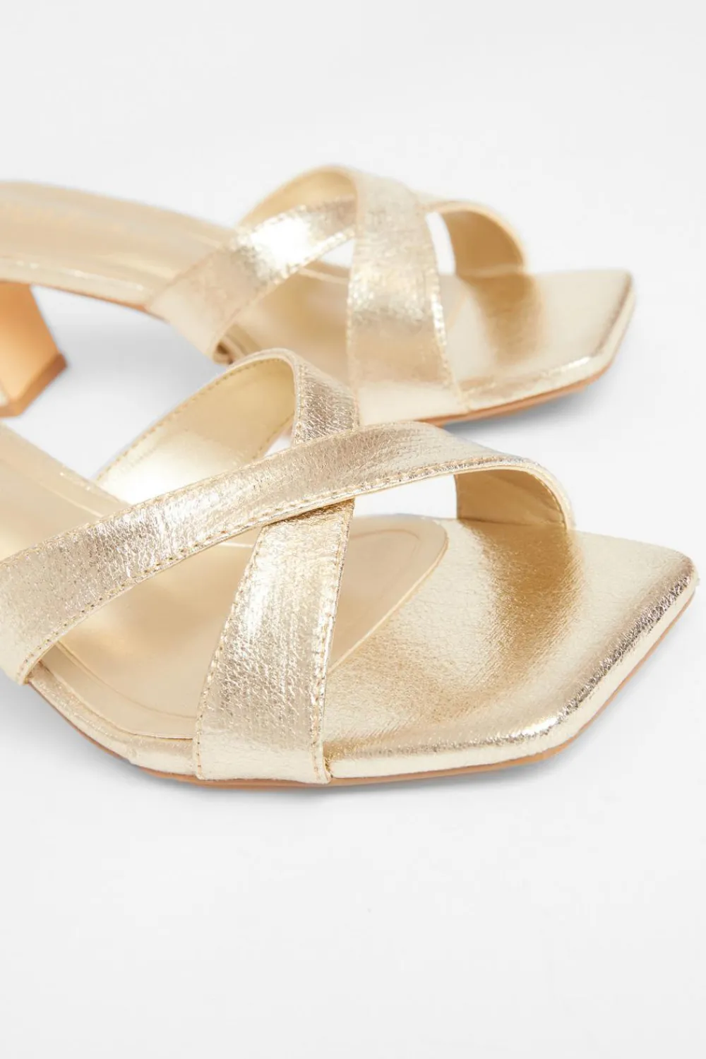 Quiz Wide Fit|Holiday Shoes>Wide Fit Cross Strap Mule Heels