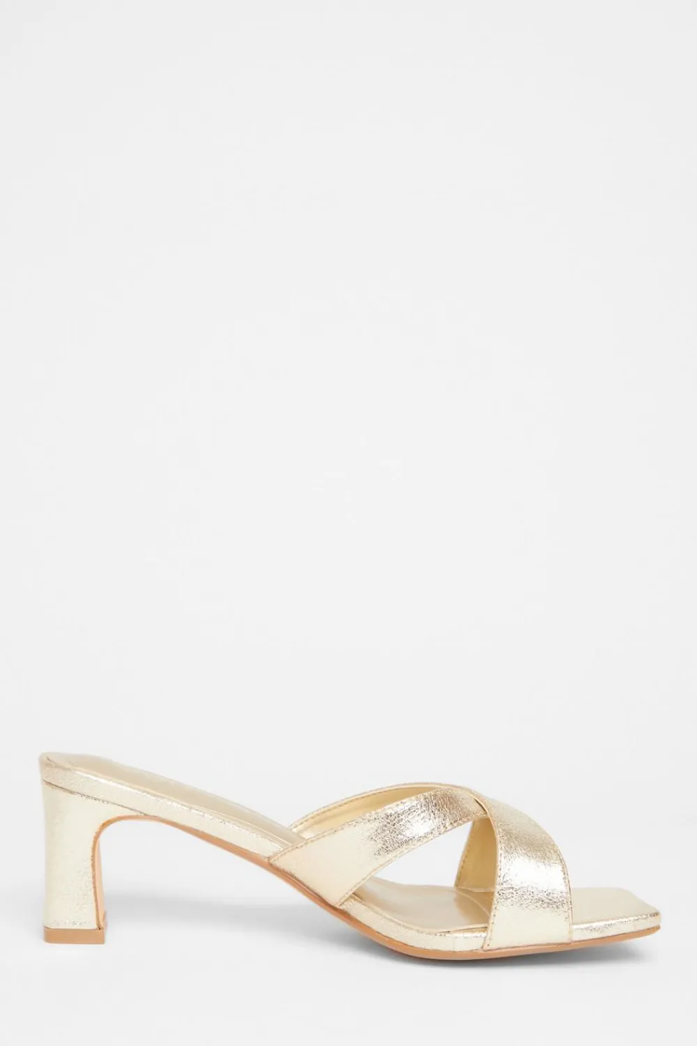 Quiz Wide Fit|Holiday Shoes>Wide Fit Cross Strap Mule Heels