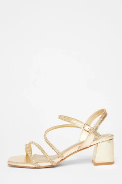 Quiz Wide Fit|Occasion Shoes>Wide Fit Diamante Block Heels