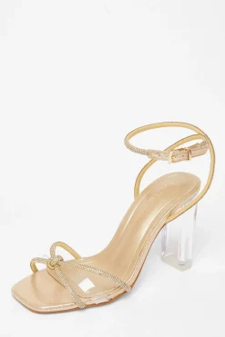 Quiz Wide Fit|Occasion Shoes>Wide Fit Diamante Clear Block Heels