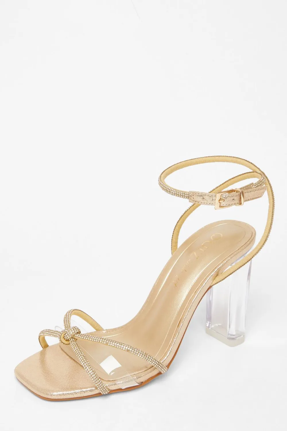 Quiz Wide Fit|Occasion Shoes>Wide Fit Diamante Clear Block Heels