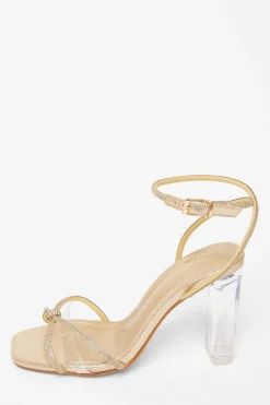 Quiz Wide Fit|Occasion Shoes>Wide Fit Diamante Clear Block Heels