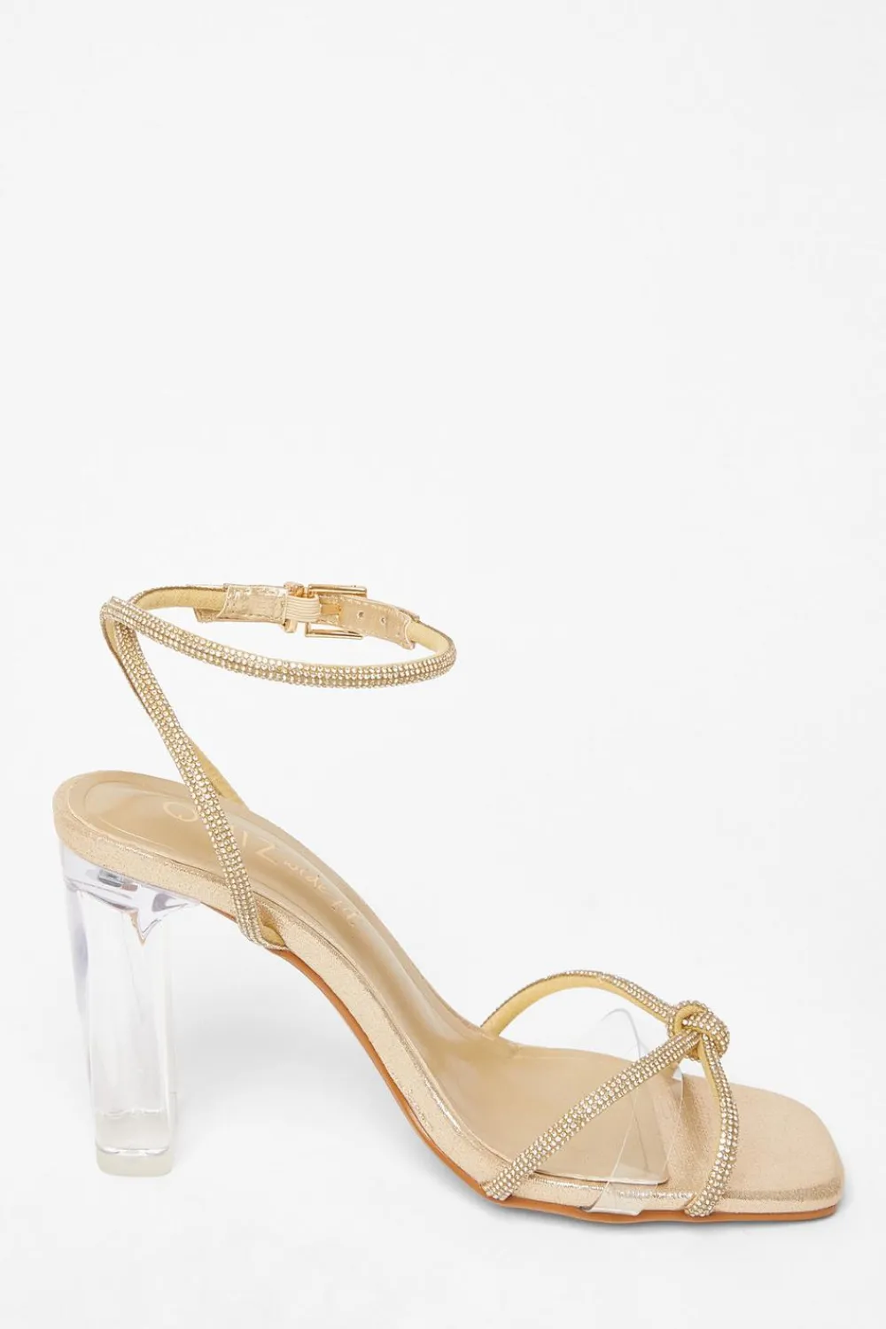 Quiz Wide Fit|Occasion Shoes>Wide Fit Diamante Clear Block Heels