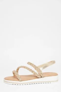 Quiz Wide Fit|Sandals>Wide Fit Diamante Flat Sandals