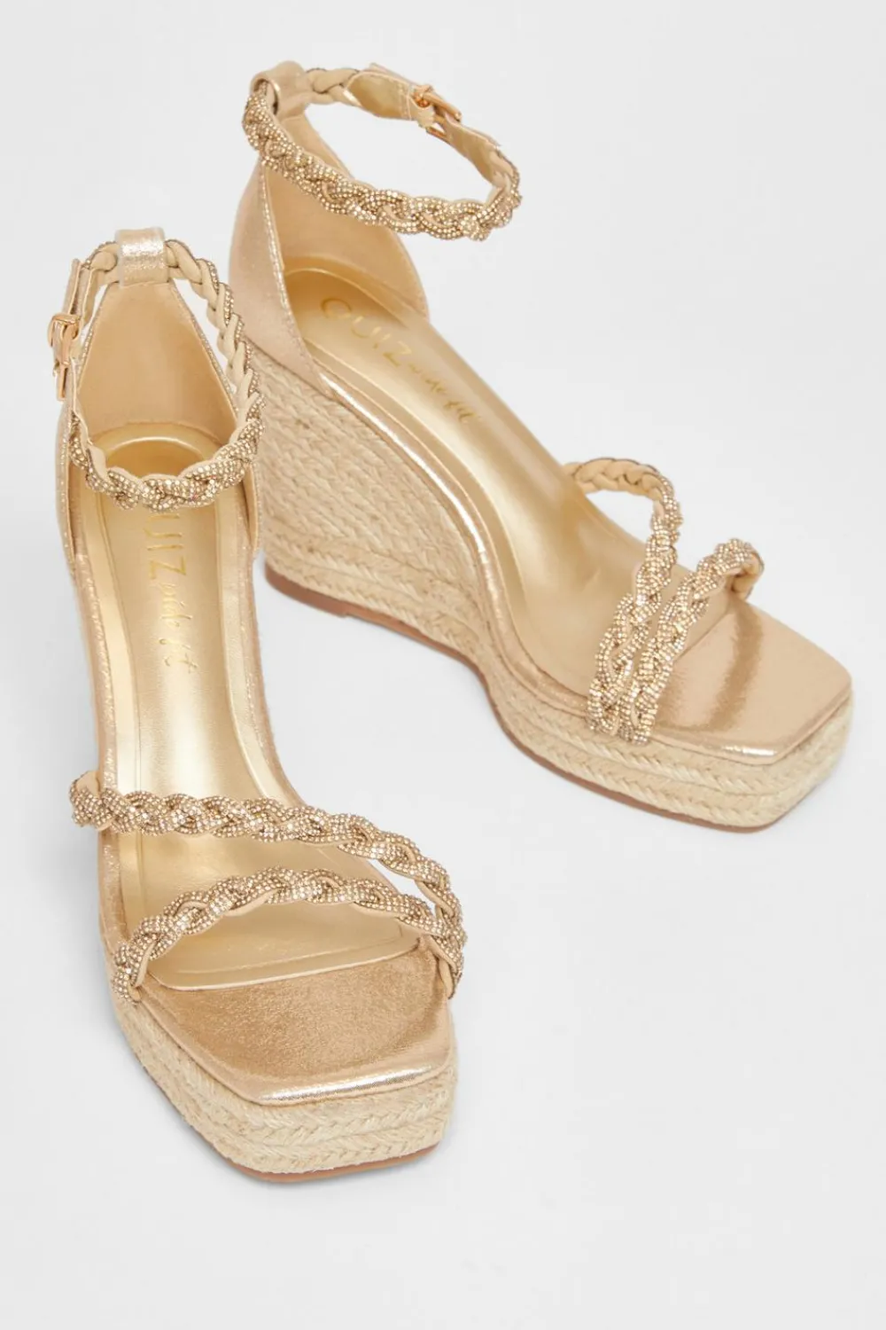 Quiz Wide Fit|Wedges>Wide Fit Diamante Platform Wedges