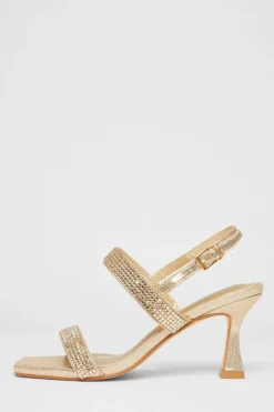Quiz Wide Fit|Sandals>Wide Fit Diamante Strappy Heels