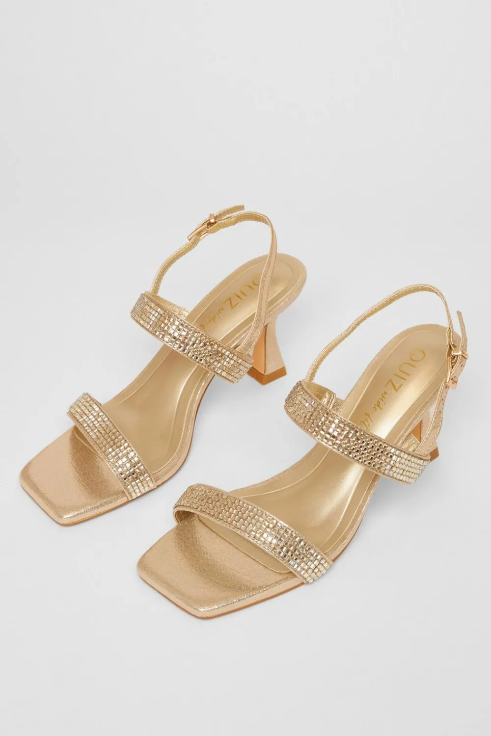 Quiz Wide Fit|Sandals>Wide Fit Diamante Strappy Heels