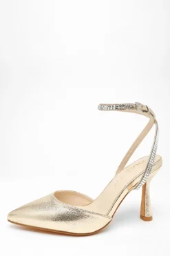 Quiz Wide Fit|Occasion Shoes>Wide Fit Foil Court Heels