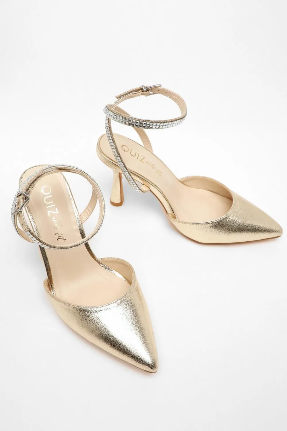 Quiz Wide Fit|Occasion Shoes>Wide Fit Foil Court Heels