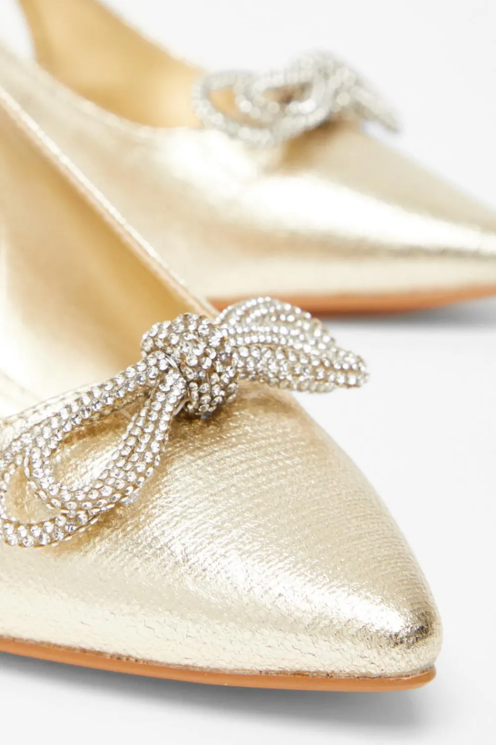 Quiz Wide Fit|Occasion Shoes>Wide Fit Gold Slingback Court Heels