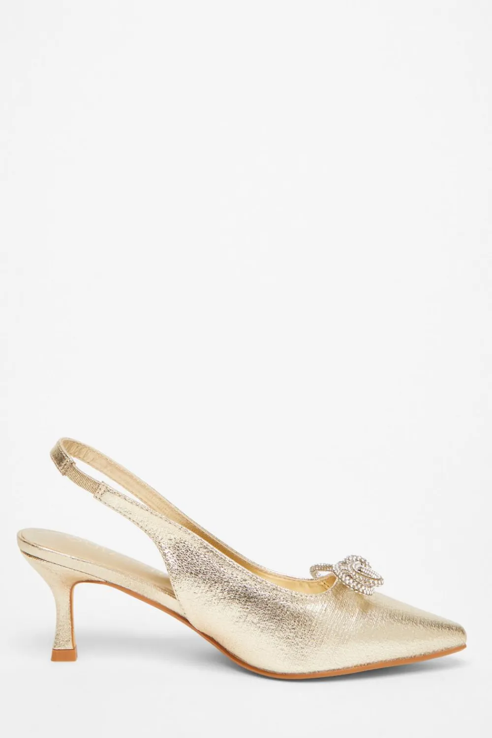 Quiz Wide Fit|Occasion Shoes>Wide Fit Gold Slingback Court Heels