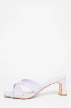 Quiz Wide Fit|Holiday Shoes>Wide Fit Cross Strap Mule Heels