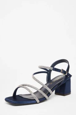 Quiz Wide Fit|Occasion Shoes>Wide Fit Diamante Block Heels