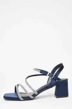 Quiz Wide Fit|Occasion Shoes>Wide Fit Diamante Block Heels