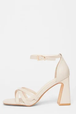 Quiz Wide Fit|Sandals>Wide Fit Faux Leather Block Heels