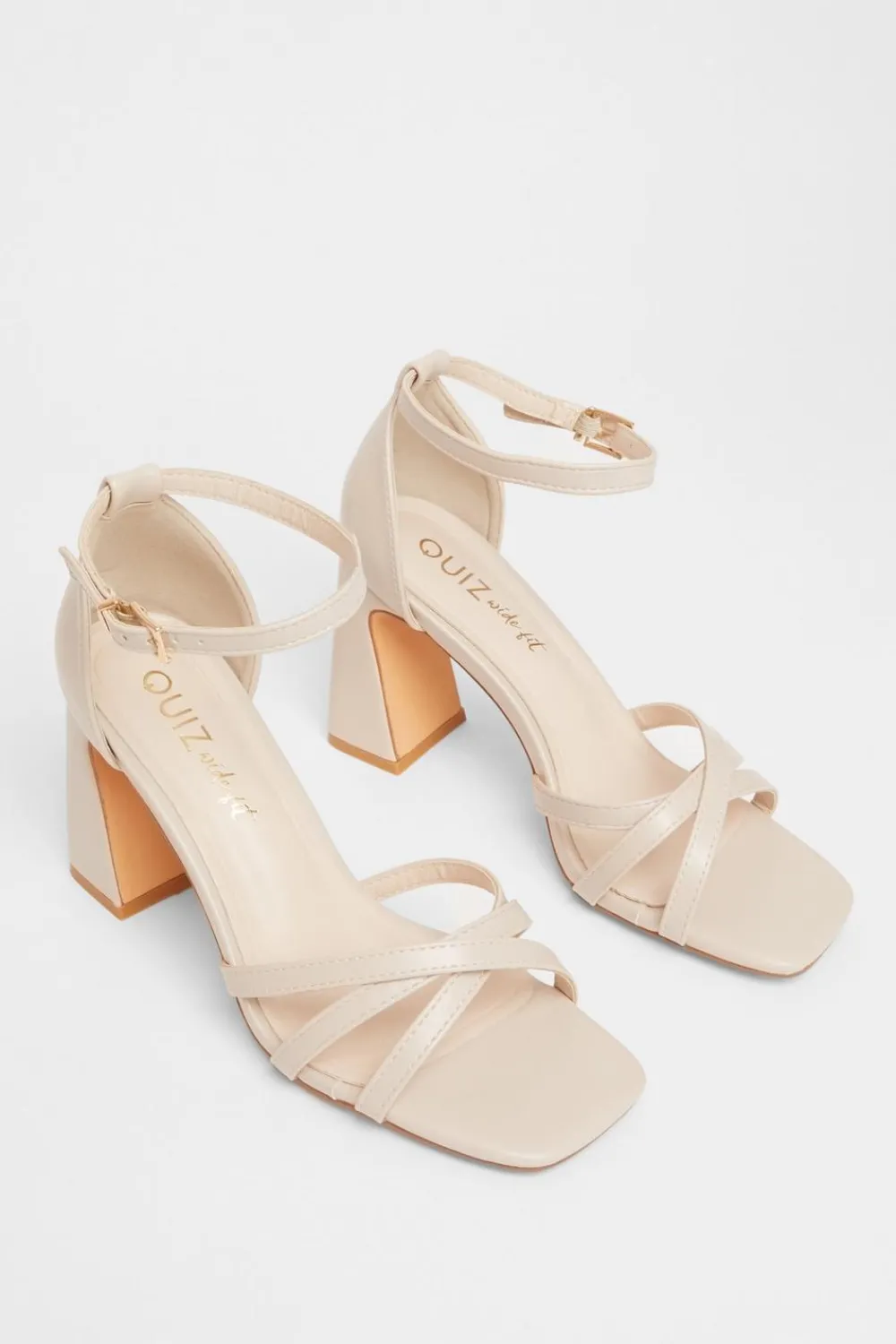 Quiz Wide Fit|Sandals>Wide Fit Faux Leather Block Heels