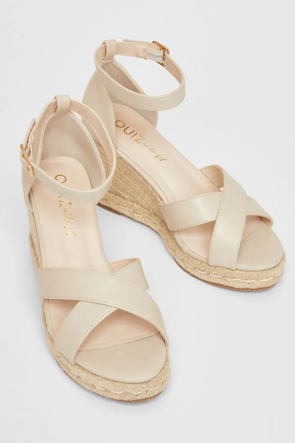 Quiz Wide Fit|Wedges>Wide Fit Faux Leather Wedges