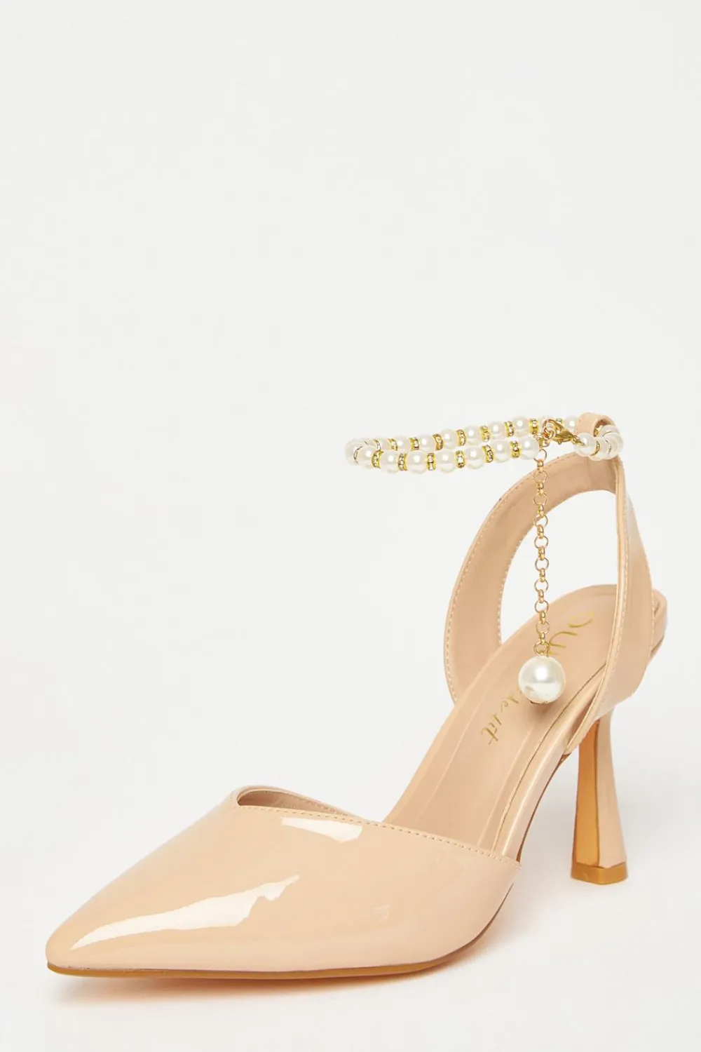 Quiz Wide Fit|Occasion Shoes>Wide Fit Pearl Strap Court Heels