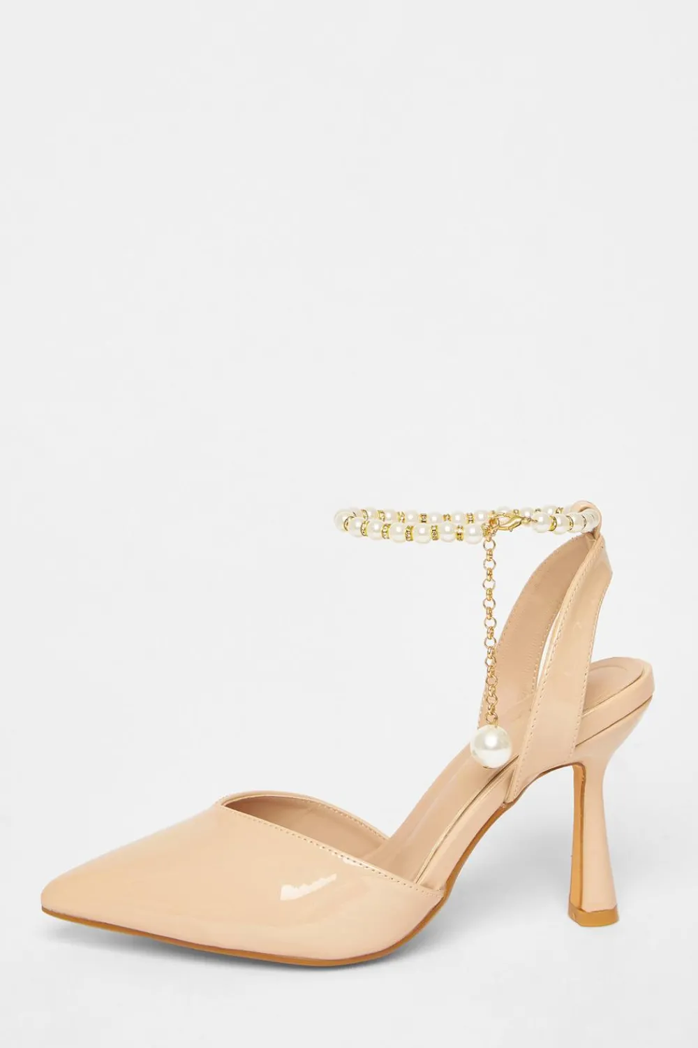 Quiz Wide Fit|Occasion Shoes>Wide Fit Pearl Strap Court Heels