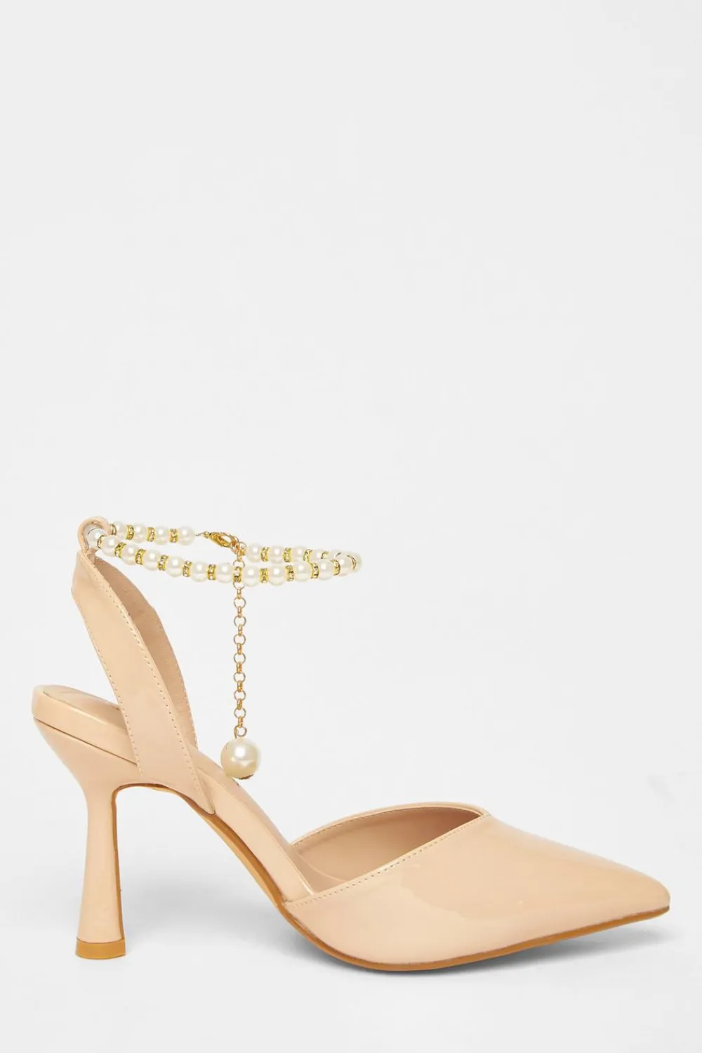 Quiz Wide Fit|Occasion Shoes>Wide Fit Pearl Strap Court Heels