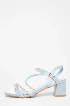 Quiz Wide Fit|Occasion Shoes>Wide Fit Diamante Block Heels