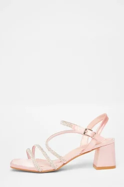 Quiz Wide Fit|Occasion Shoes>Wide Fit Diamante Block Heels