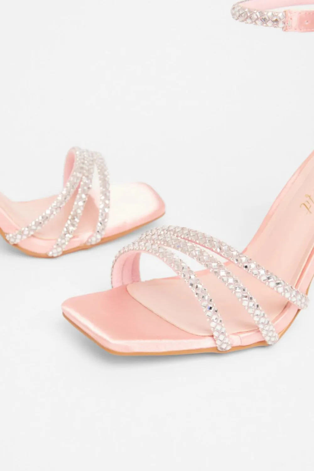 Quiz Wide Fit|Occasion Shoes>Wide Fit Diamante Strap Heels
