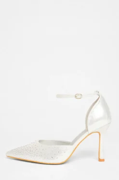 Quiz Wide Fit|Occasion Shoes>Wide Fit Diamante Court Heels