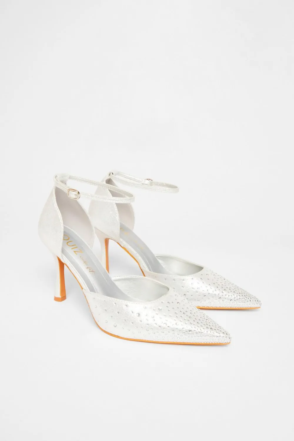 Quiz Wide Fit|Occasion Shoes>Wide Fit Diamante Court Heels