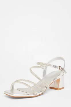 Quiz Wide Fit|Occasion Shoes>Wide Fit Diamante Block Heels