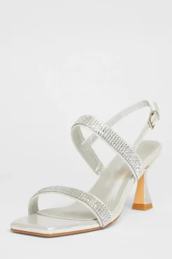 Quiz Wide Fit|Occasion Shoes>Wide Fit Diamante Strappy Heels