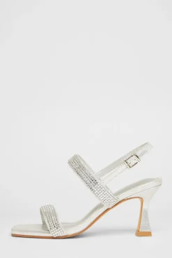 Quiz Wide Fit|Occasion Shoes>Wide Fit Diamante Strappy Heels
