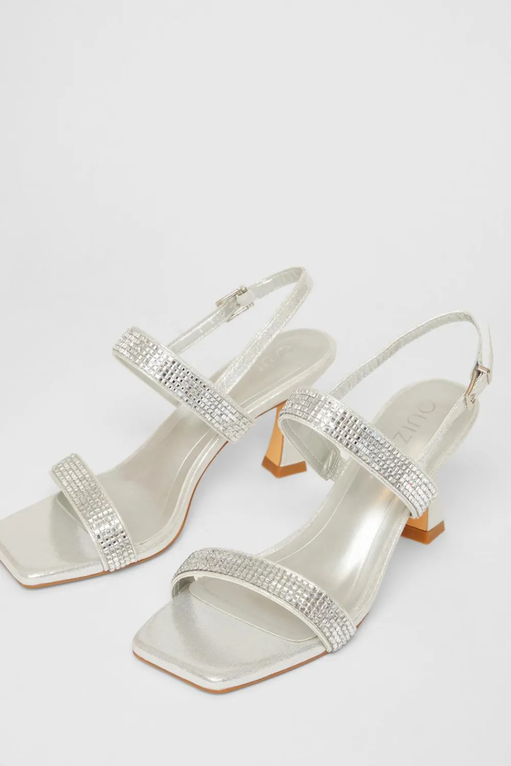 Quiz Wide Fit|Occasion Shoes>Wide Fit Diamante Strappy Heels