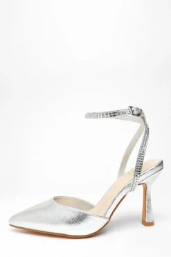 Quiz Wide Fit|Occasion Shoes>Wide Fit Foil Court Heels