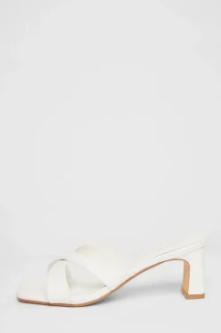 Quiz Wide Fit|Holiday Shoes>Wide Fit Cross Strap Mule Heels