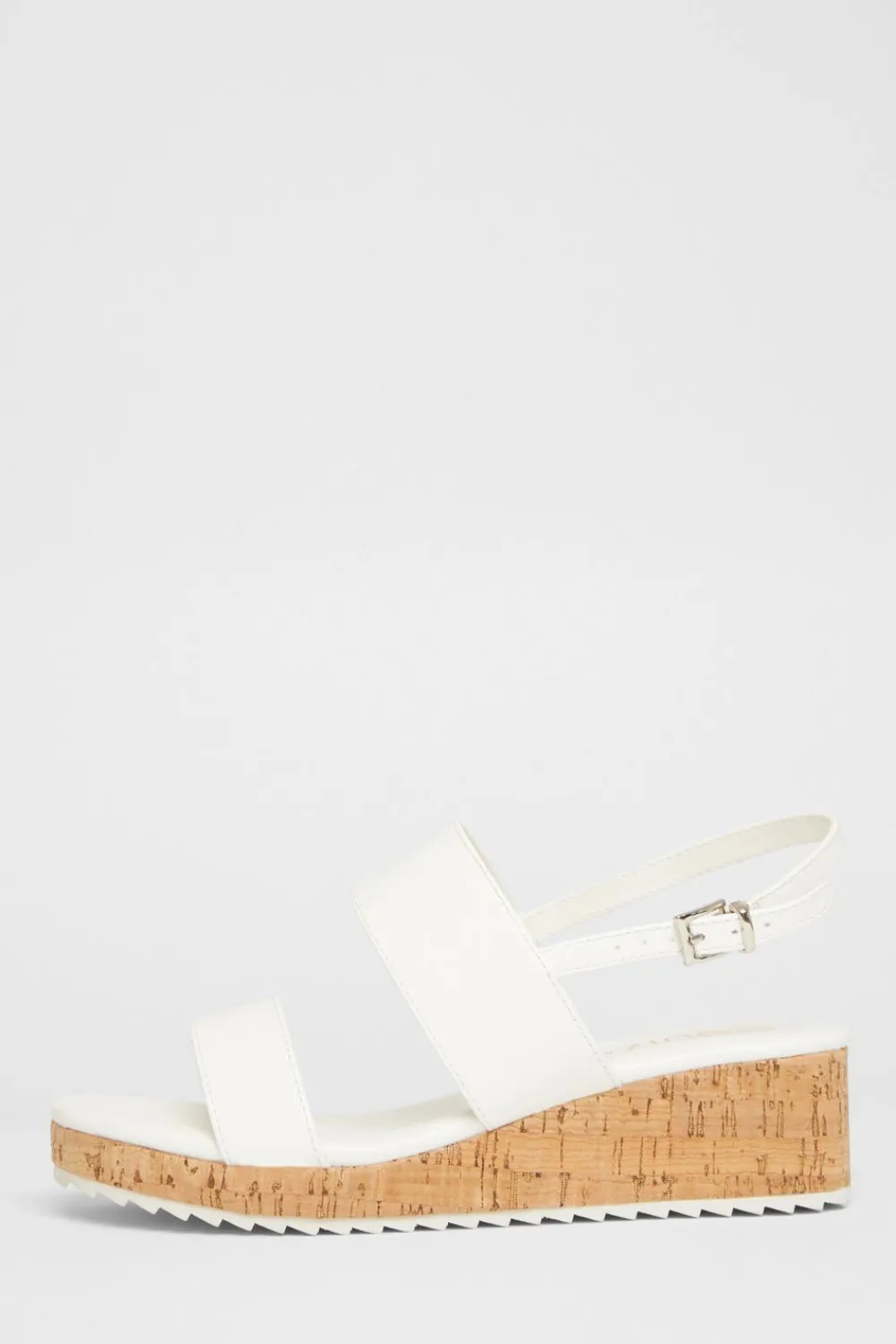 Quiz Wide Fit|Wedges>Wide Fit White Double Strap Low Wedges