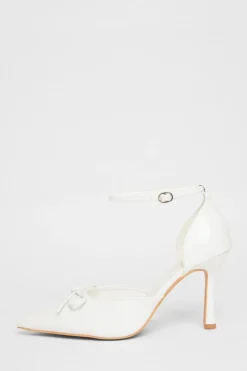 Quiz Wide Fit|Occasion Shoes>Wide Fit Patent Bow Heels