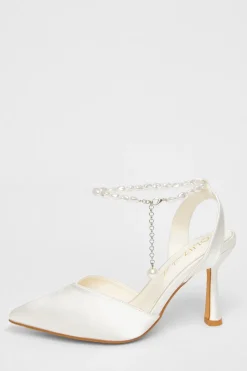 Quiz Wide Fit|Occasion Shoes>Wide Fit Pearl Strap Court Heels