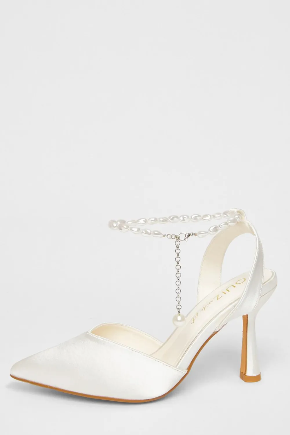 Quiz Wide Fit|Occasion Shoes>Wide Fit Pearl Strap Court Heels