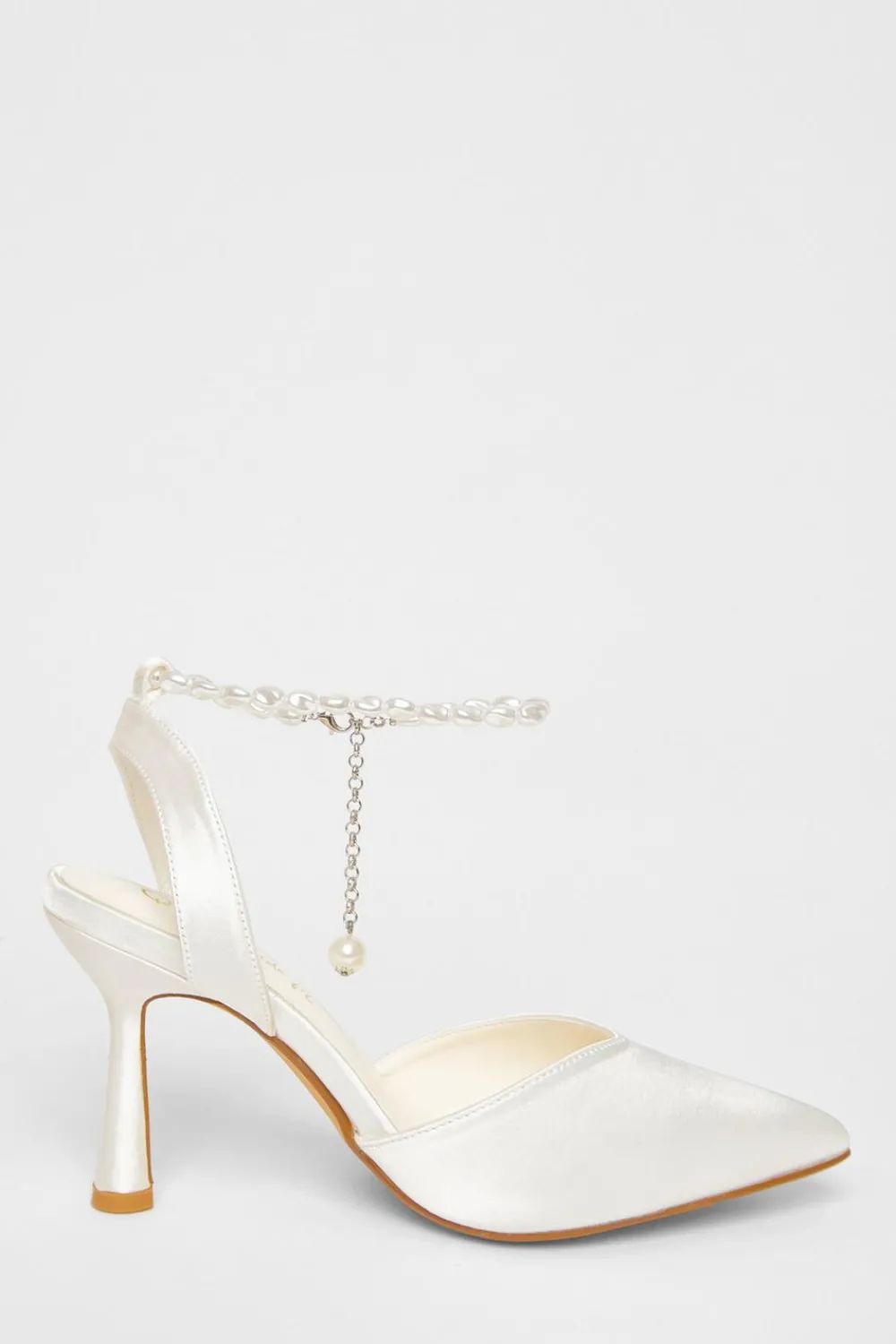 Quiz Wide Fit|Occasion Shoes>Wide Fit Pearl Strap Court Heels