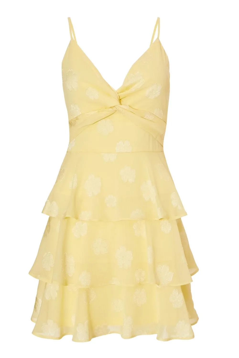 Quiz Summer Clothes|Holiday>Yellow Floral Tiered Skater Dress