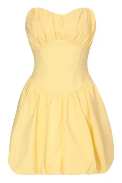 Quiz Summer Clothes|Holiday>Yellow Puff Ball Skater Dress