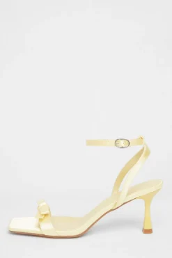 Quiz Shoe & Bag Sets|Occasion Shoes>Yellow Satin Bow Heels