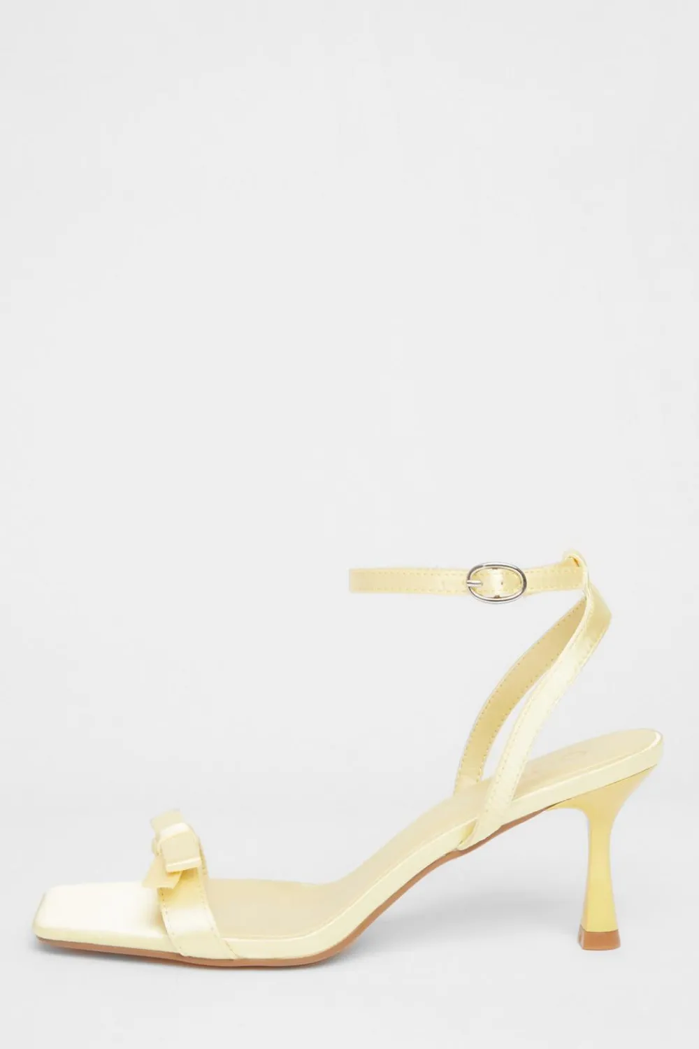 Quiz Shoe & Bag Sets|Occasion Shoes>Yellow Satin Bow Heels